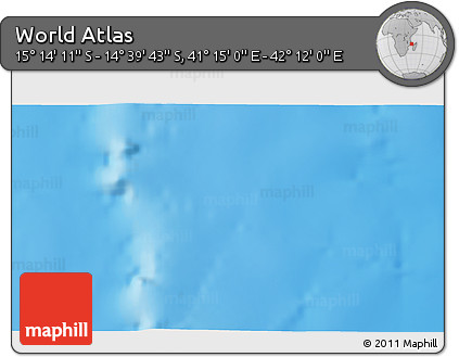 Physical 3D Map of the Area around 14° 56' 57" S, 41° 43' 30" E