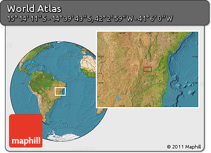 Satellite Location Map of the Area around 14° 56' 57" S, 41° 34' 30" W