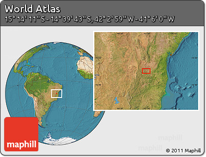 Satellite Location Map of the Area around 14° 56' 57" S, 41° 34' 30" W