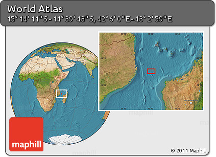 Satellite Location Map of the Area around 14° 56' 57" S, 42° 34' 30" E