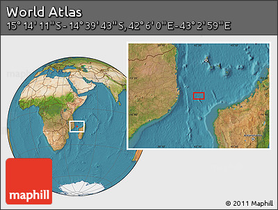 Satellite Location Map of the Area around 14° 56' 57" S, 42° 34' 30" E