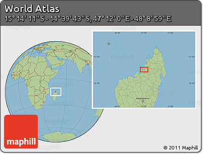 Savanna Style Location Map of the Area around 14° 56' 57" S, 47° 40' 29" E