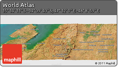 Satellite Panoramic Map of the Area around 14° 56' 57" S, 47° 40' 29" E