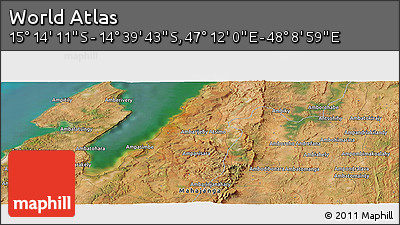 Satellite Panoramic Map of the Area around 14° 56' 57" S, 47° 40' 29" E