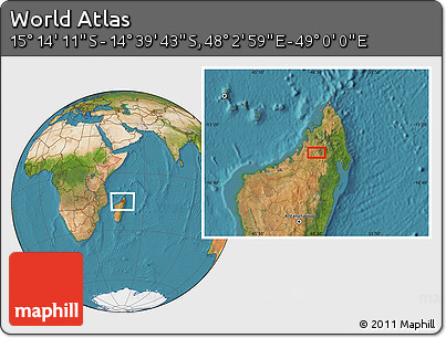 Satellite Location Map of the Area around 14° 56' 57" S, 48° 31' 29" E