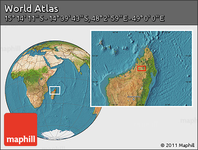 Satellite Location Map of the Area around 14° 56' 57" S, 48° 31' 29" E