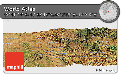 Satellite Panoramic Map of the Area around 14° 56' 57" S, 48° 31' 29" E