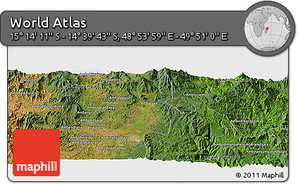 Satellite Panoramic Map of the Area around 14° 56' 57" S, 49° 22' 30" E