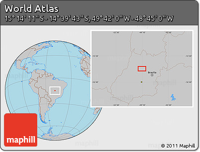 Gray Location Map of the Area around 14° 56' 57" S, 49° 13' 30" W