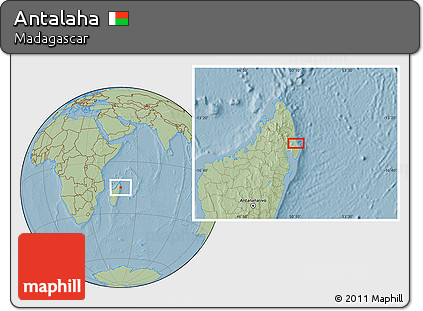 Savanna Style Location Map of Antalaha, hill shading