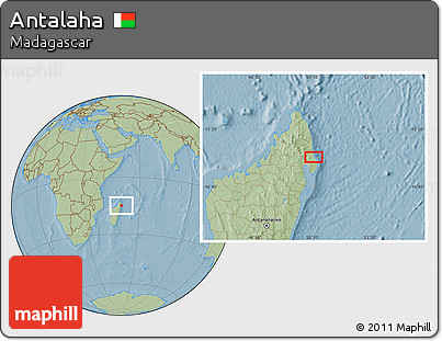 Savanna Style Location Map of Antalaha, hill shading