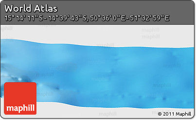 Physical Panoramic Map of the Area around 14° 56' 57" S, 51° 4' 30" E