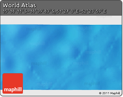 Physical 3D Map of the Area around 14° 56' 57" S, 51° 55' 29" E