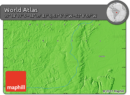 Political Map of the Area around 14° 56' 57" S, 52° 37' 30" W