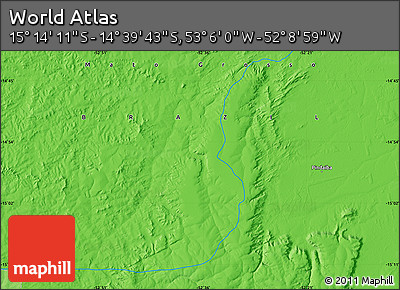 Political Map of the Area around 14° 56' 57" S, 52° 37' 30" W