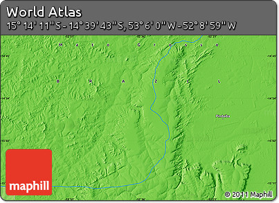 Political Map of the Area around 14° 56' 57" S, 52° 37' 30" W