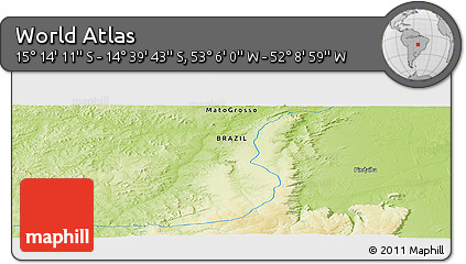 Physical Panoramic Map of the Area around 14° 56' 57" S, 52° 37' 30" W