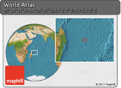 Satellite Location Map of the Area around 14° 56' 57" S, 54° 28' 30" E