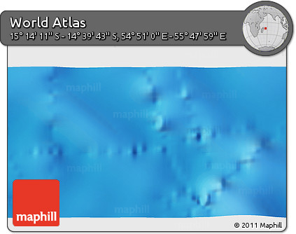 Shaded Relief 3D Map of the Area around 14° 56' 57" S, 55° 19' 30" E