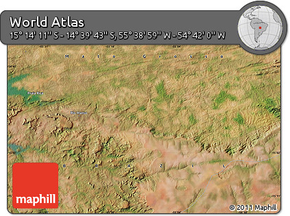 Satellite Map of the Area around 14° 56' 57" S, 55° 10' 29" W