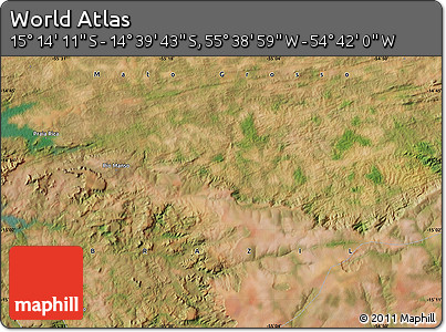 Satellite Map of the Area around 14° 56' 57" S, 55° 10' 29" W