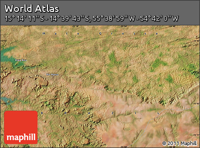 Satellite Map of the Area around 14° 56' 57" S, 55° 10' 29" W