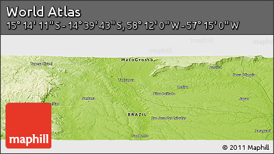 Physical Panoramic Map of the Area around 14° 56' 57" S, 57° 43' 30" W