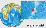 Physical Location Map of the area around 14° 56' 57" S, 59° 34' 30" E