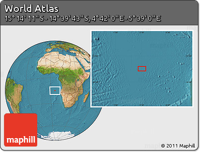 Satellite Location Map of the Area around 14° 56' 57" S, 5° 10' 30" E