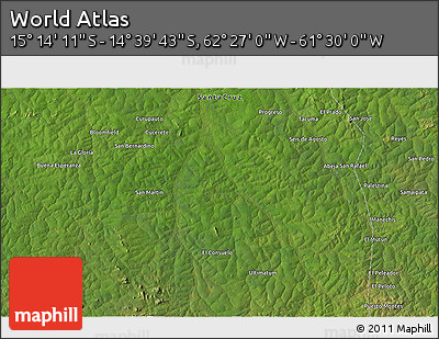 Satellite 3D Map of the Area around 14° 56' 57" S, 61° 58' 30" W