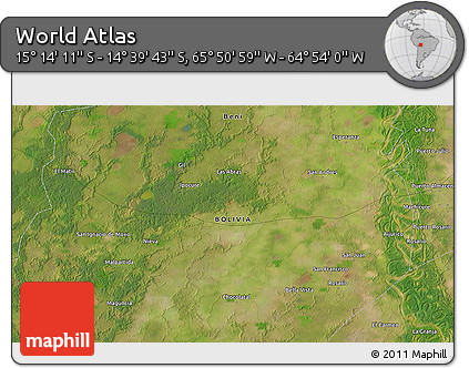 Satellite 3D Map of the Area around 14° 56' 57" S, 65° 22' 30" W