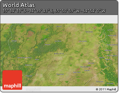 Satellite 3D Map of the Area around 14° 56' 57" S, 65° 22' 30" W