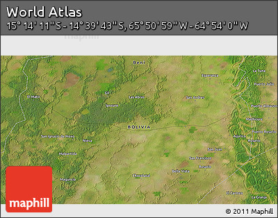 Satellite 3D Map of the Area around 14° 56' 57" S, 65° 22' 30" W