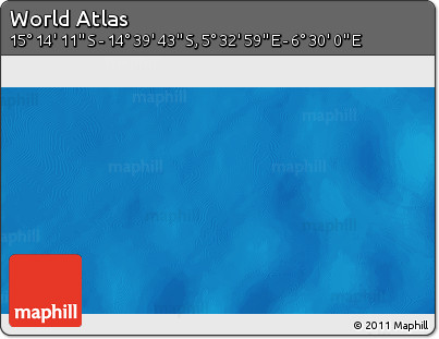 Shaded Relief 3D Map of the Area around 14° 56' 57" S, 6° 1' 30" E
