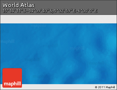 Shaded Relief 3D Map of the Area around 14° 56' 57" S, 6° 1' 30" E