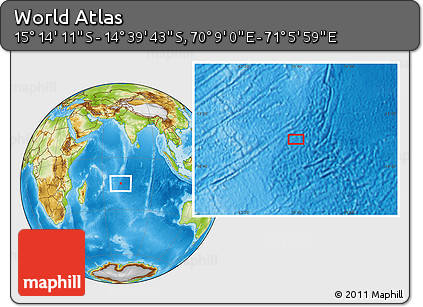 Physical Location Map of the Area around 14° 56' 57" S, 70° 37' 30" E