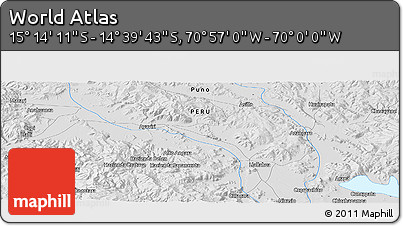 Physical Panoramic Map of the Area around 14° 56' 57" S, 70° 28' 29" W
