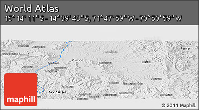 Physical Panoramic Map of the Area around 14° 56' 57" S, 71° 19' 29" W