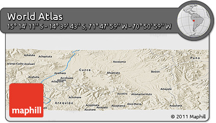 Shaded Relief Panoramic Map of the Area around 14° 56' 57" S, 71° 19' 29" W