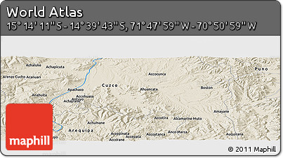 Shaded Relief Panoramic Map of the Area around 14° 56' 57" S, 71° 19' 29" W