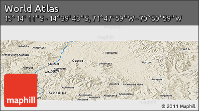 Shaded Relief Panoramic Map of the Area around 14° 56' 57" S, 71° 19' 29" W