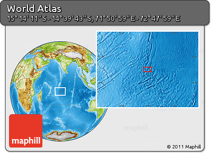 Physical Location Map of the Area around 14° 56' 57" S, 72° 19' 29" E