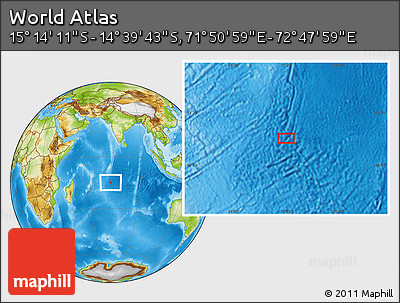 Physical Location Map of the Area around 14° 56' 57" S, 72° 19' 29" E