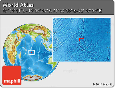 Physical Location Map of the Area around 14° 56' 57" S, 72° 19' 29" E