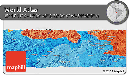Political Panoramic Map of the Area around 14° 56' 57" S, 72° 10' 30" W