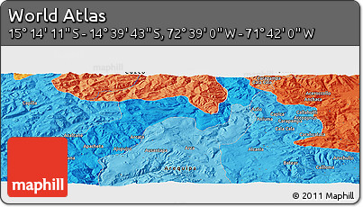 Political Panoramic Map of the Area around 14° 56' 57" S, 72° 10' 30" W
