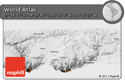 Physical Panoramic Map of the Area around 14° 56' 57" S, 73° 1' 30" W