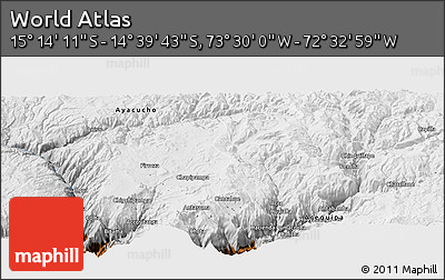 Physical Panoramic Map of the Area around 14° 56' 57" S, 73° 1' 30" W