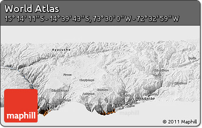 Physical Panoramic Map of the Area around 14° 56' 57" S, 73° 1' 30" W