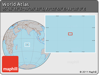 Gray Location Map of the Area around 14° 56' 57" S, 74° 1' 30" E